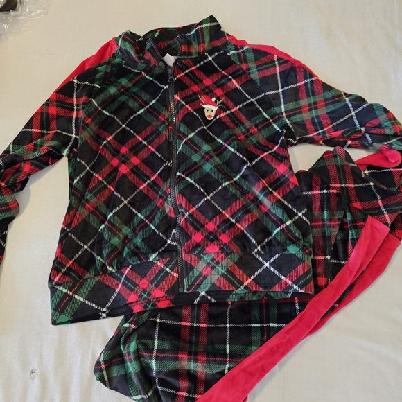 No Boundaries Juniors Med/Lg Christmas Reindeer Sequin Velour Track Suit Set - Picture 1 of 14